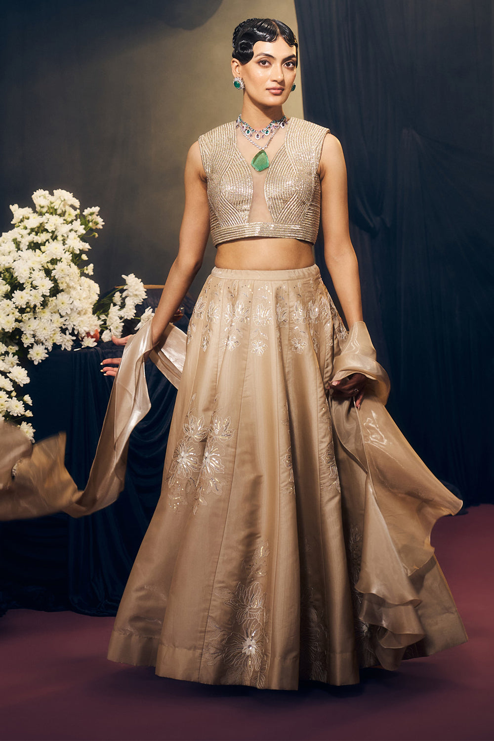 Nude/ Light Gold Lehenga Set