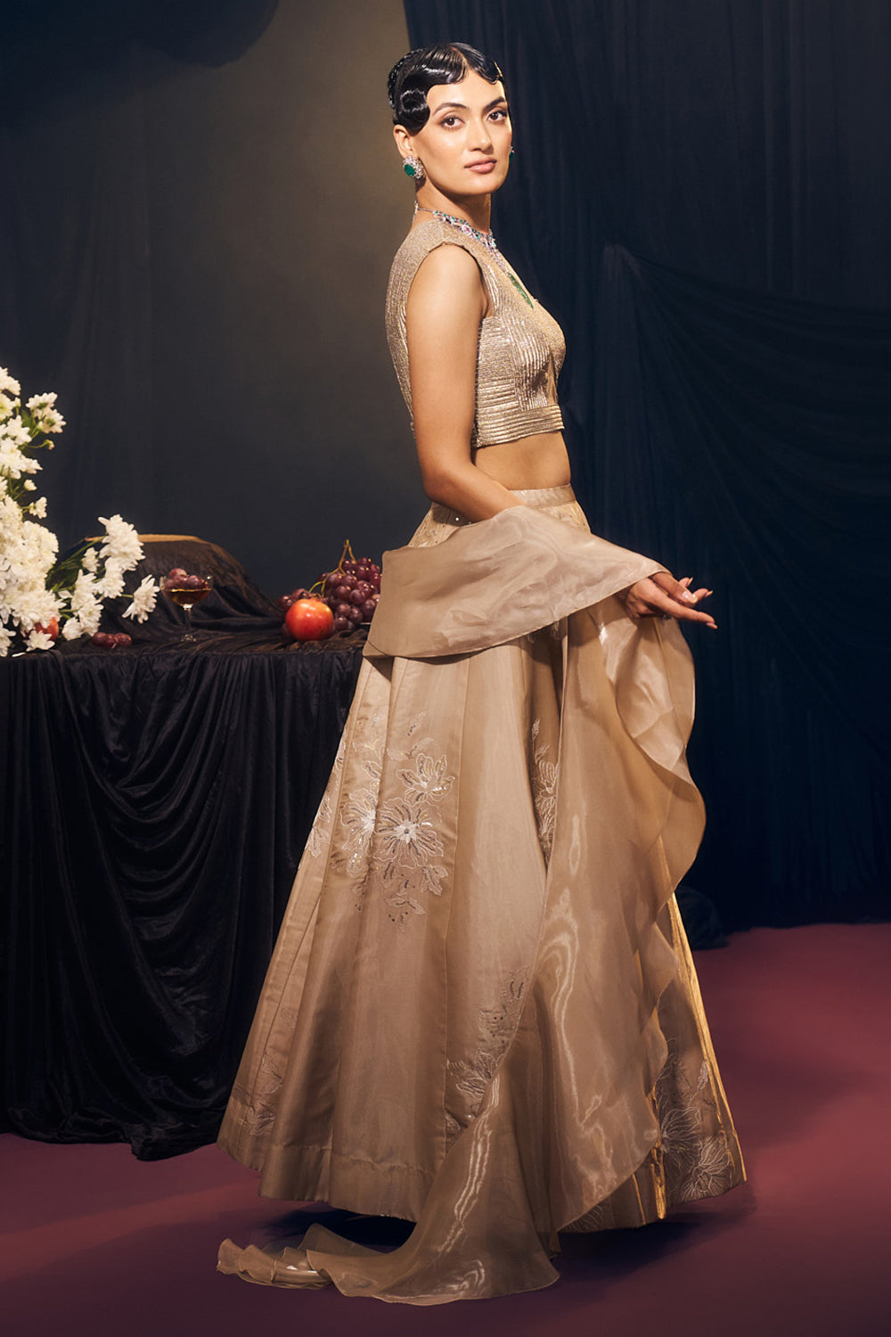 Nude/ Light Gold Lehenga Set