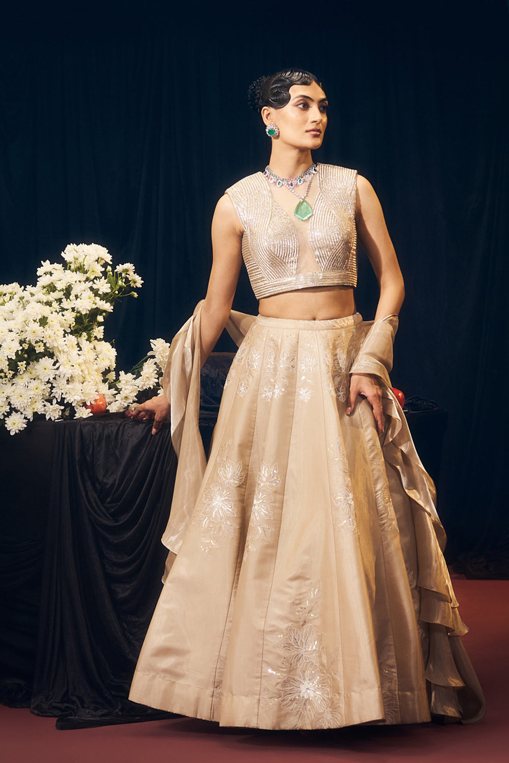 Nude/ Light Gold Lehenga Set