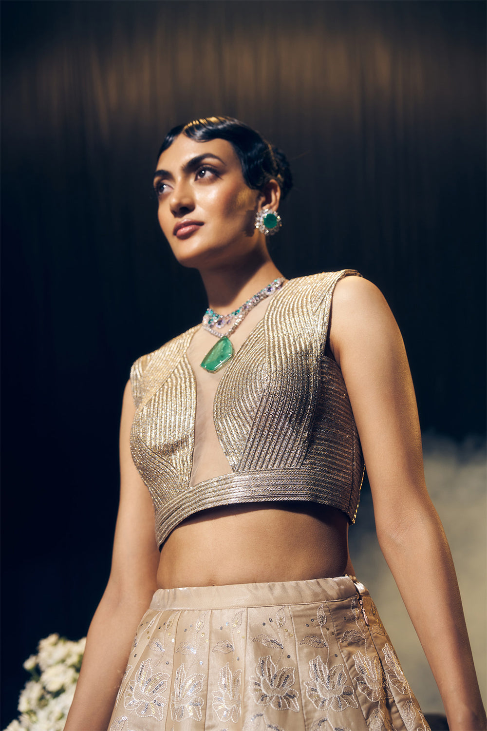 Nude/ Light Gold Lehenga Set