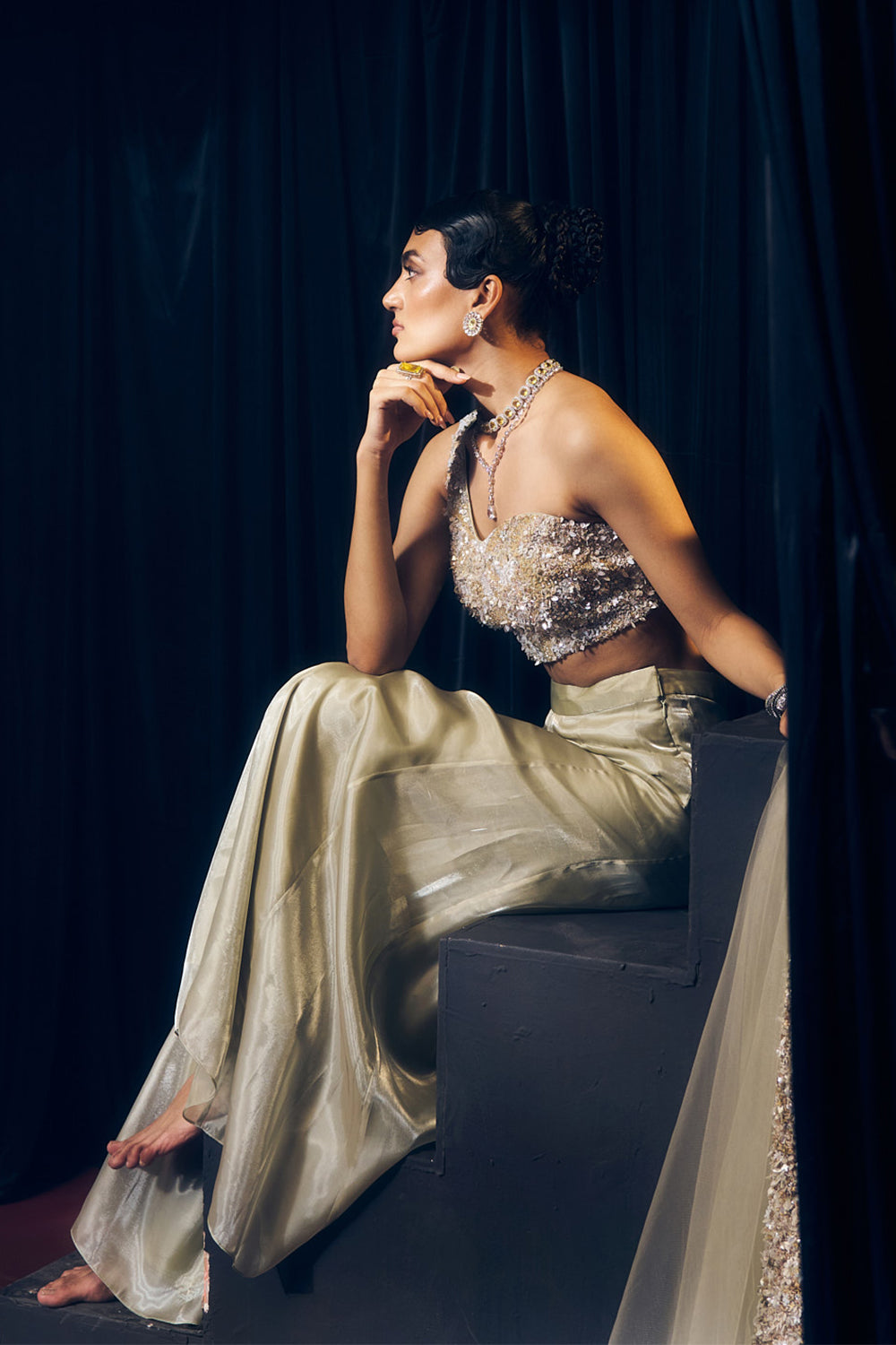 Sea Green Fusion Plazzo Set