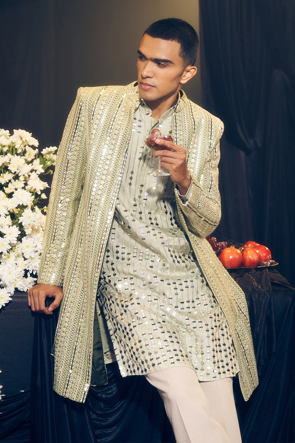 Sea Green Kurta & Jacket Set