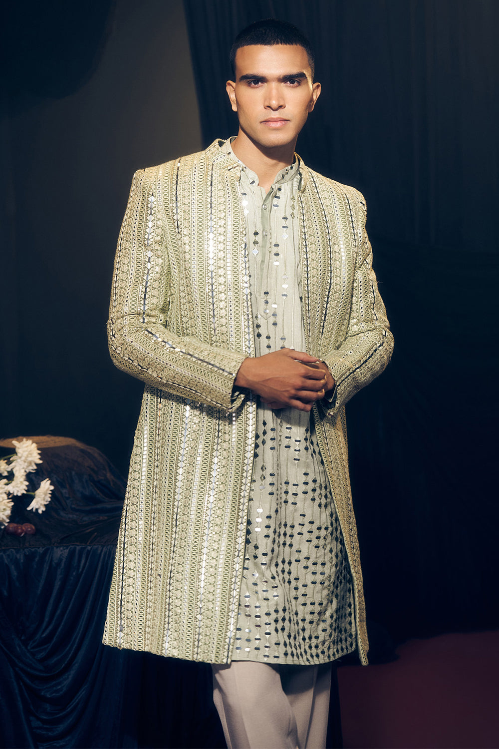 Sea Green Kurta & Jacket Set