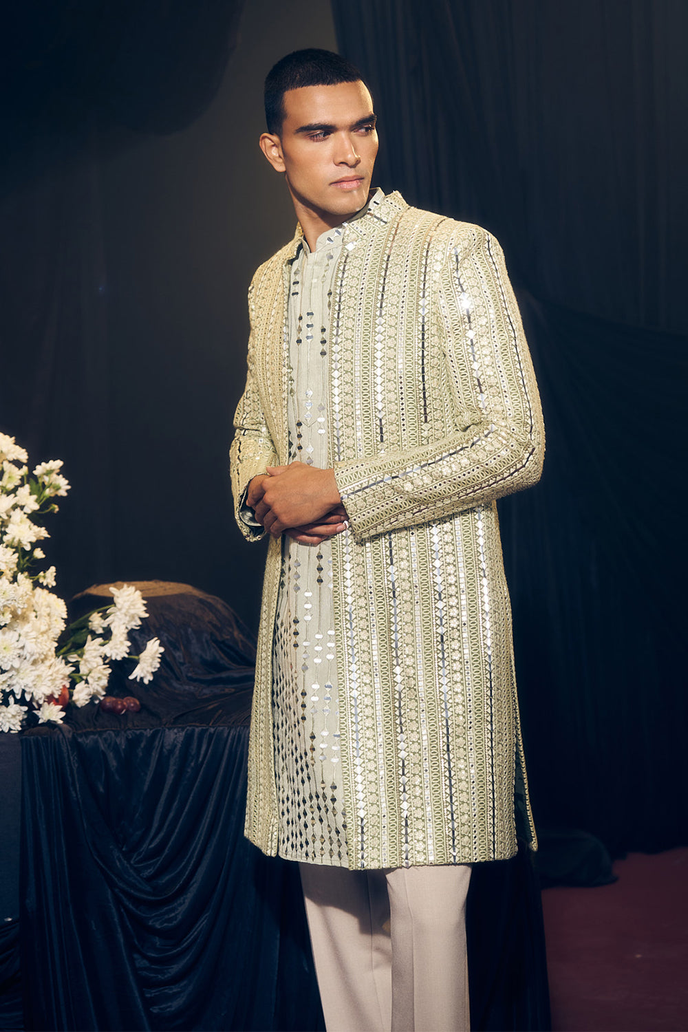 Sea Green Kurta & Jacket Set